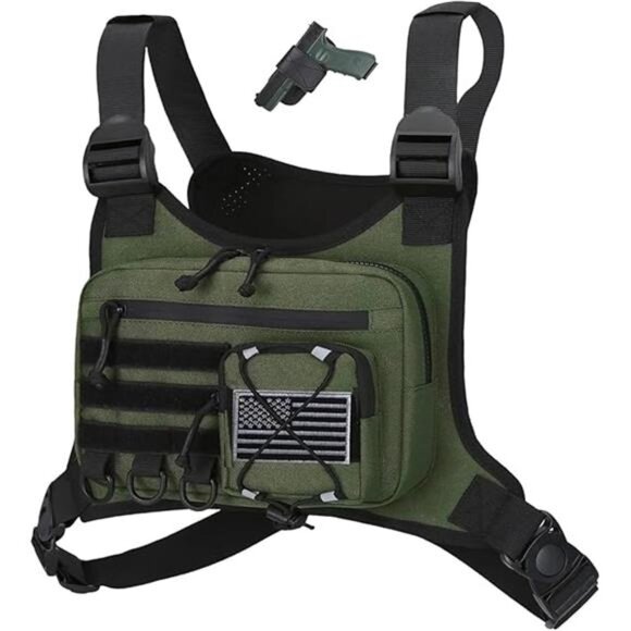 Outdoor Sports Chest Bag for Men, Chest Vest Holster Fits Most Pistols, EDC - Picture 14 of 16